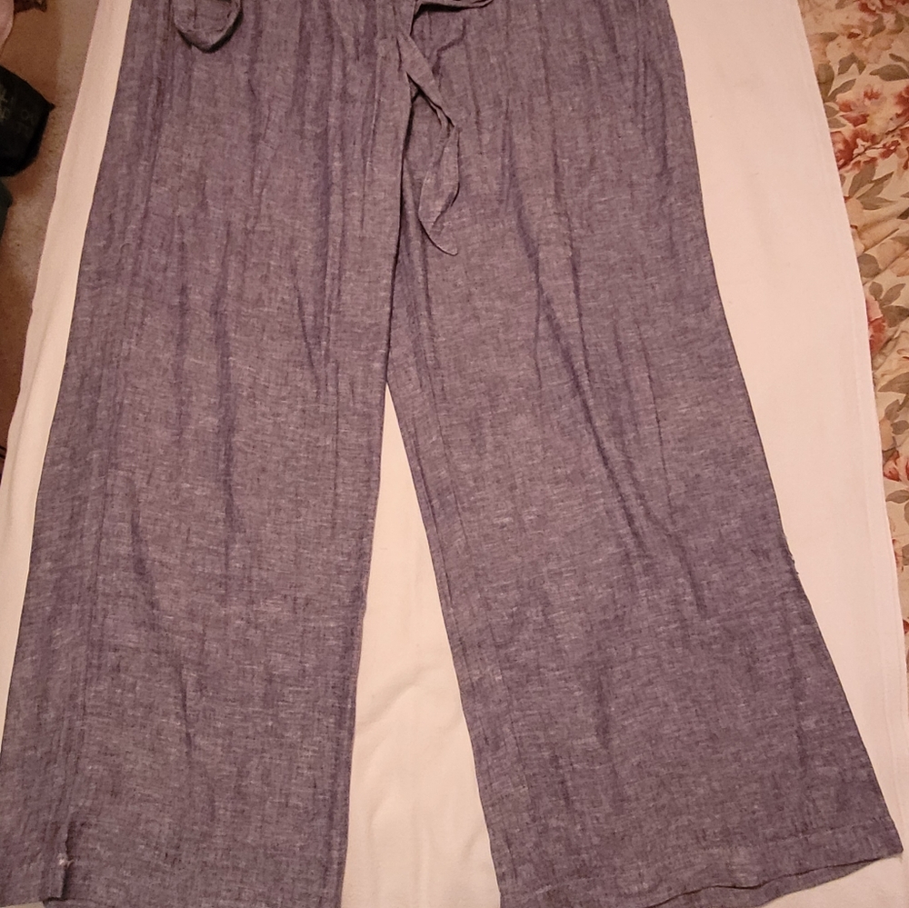 (4X) Blue Linen blend pants